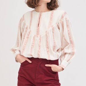 Antik Batik Julia Blouse Cotton White Metallic